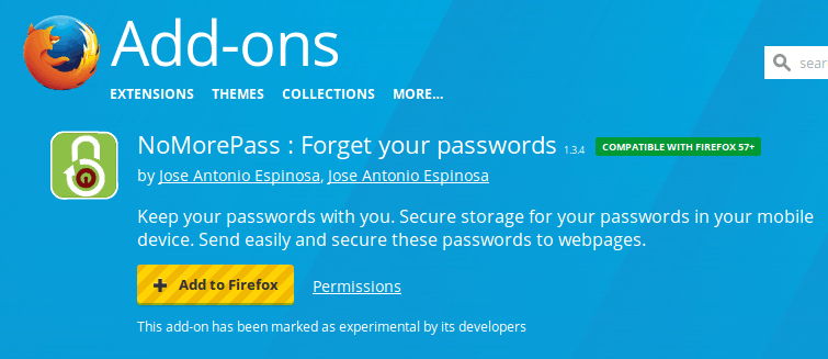 Nomorepass officially on Mozilla